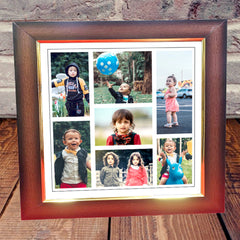 Engraved LED Light Square Photo Frame with 7 Images