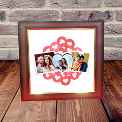 Elegant Square LED Photo Frame for Wall or Table with 3 Images