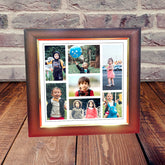 Engraved LED Light Square Photo Frame with 7 Images