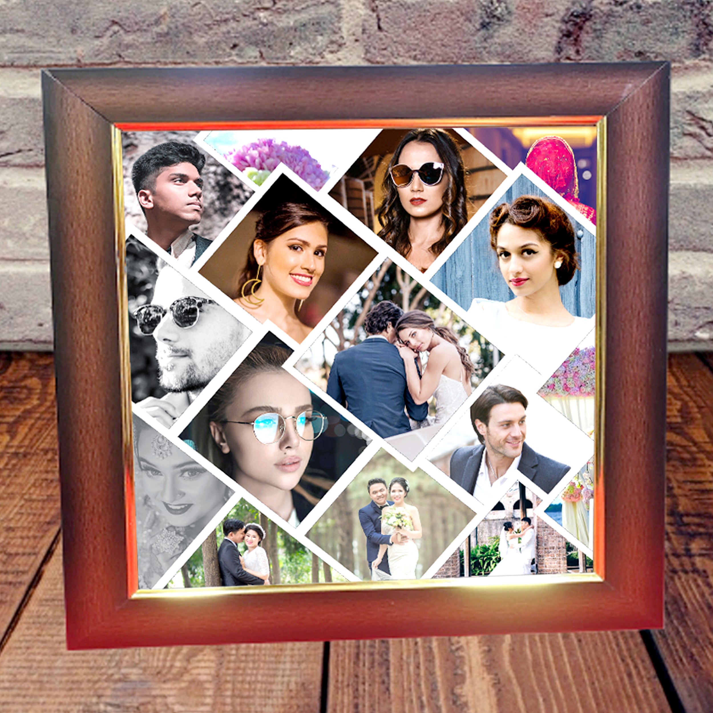 Personalized Square LED Photo Frame with 9 Photos