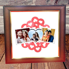 Elegant Square LED Photo Frame for Wall or Table with 3 Images