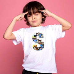 Customized Round Neck Alphabet T-Shirts with Multi Image