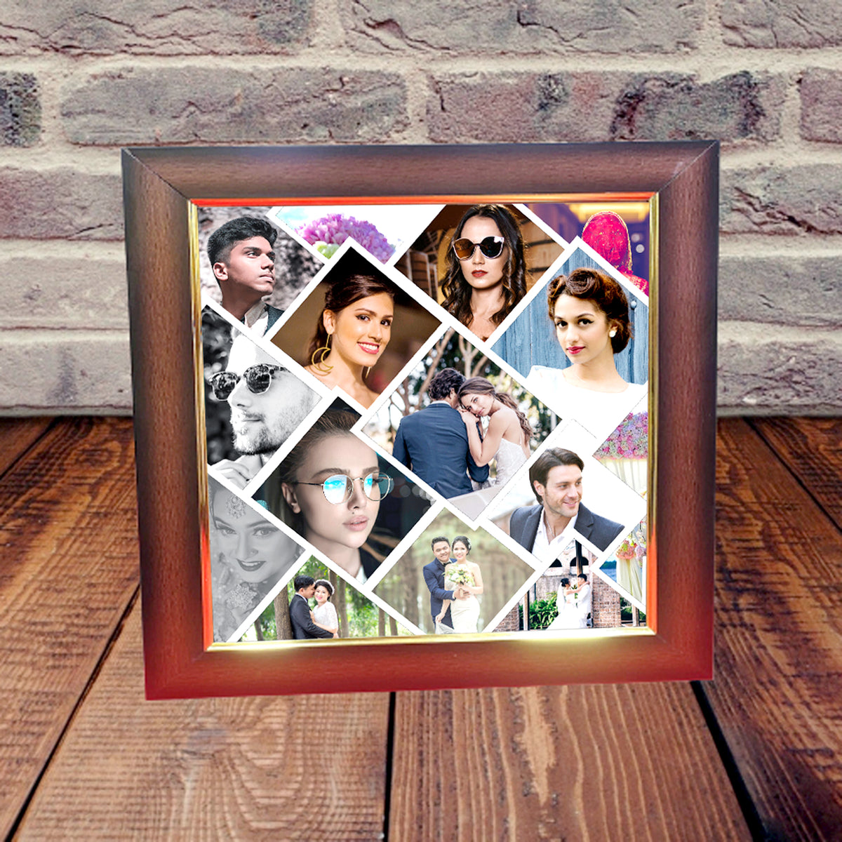 Personalized Square LED Photo Frame with 9 Photos