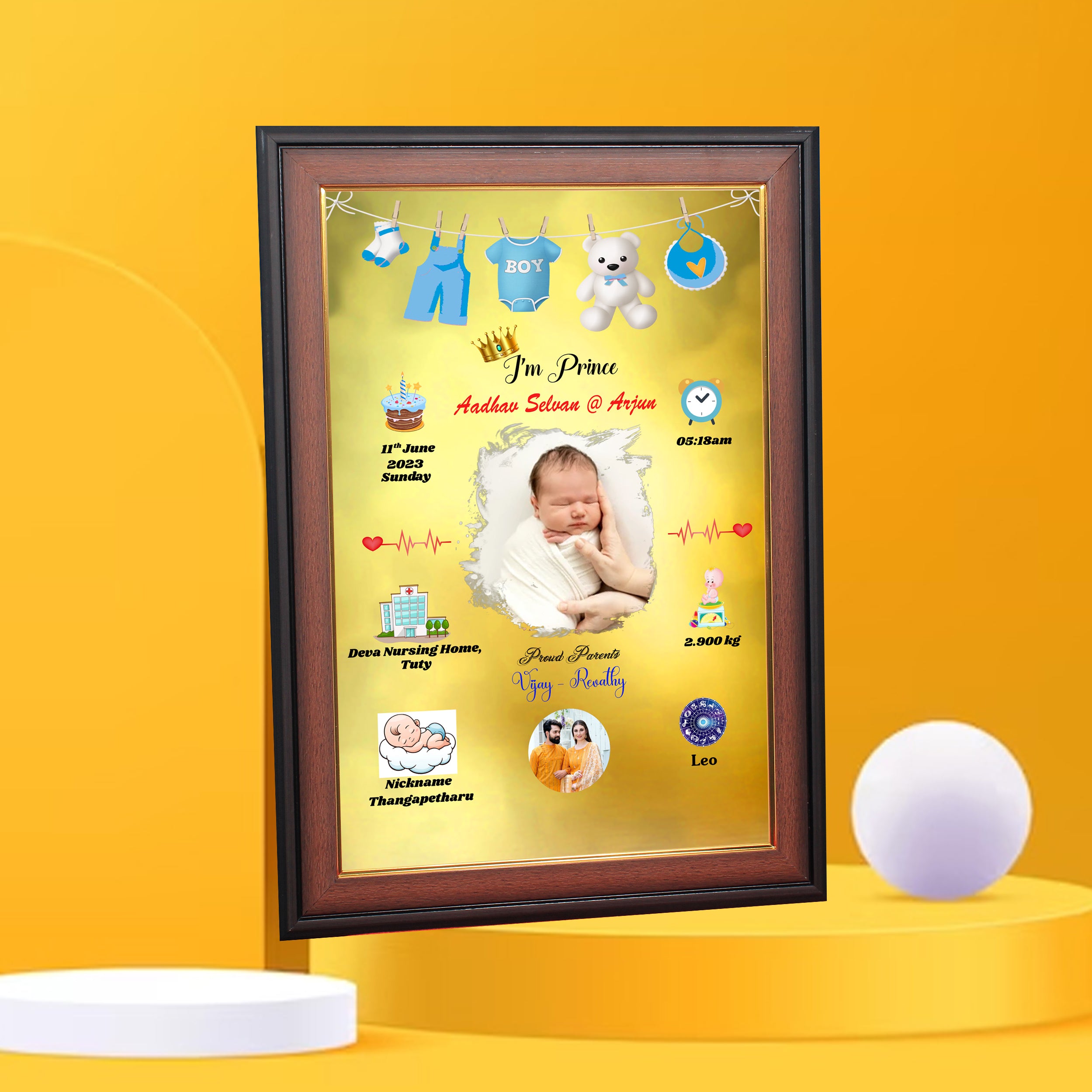 HD Printed Born Baby Collage Frame