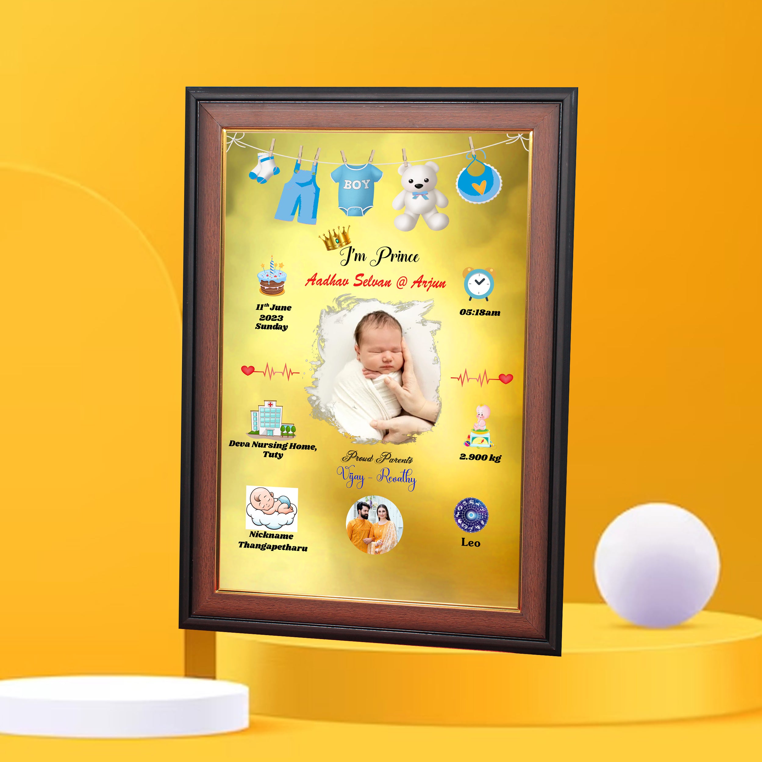 HD Printed Born Baby Collage Frame