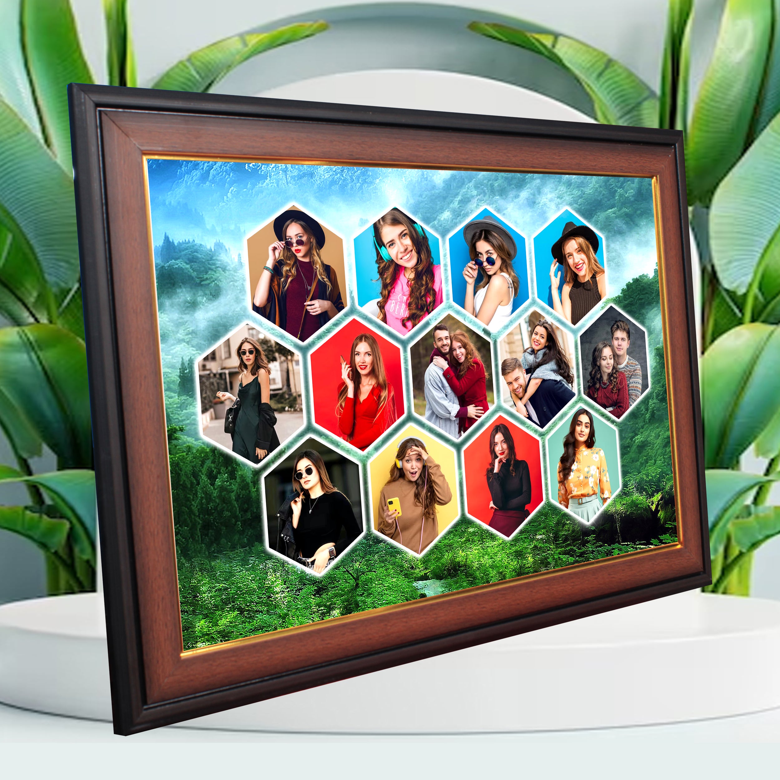 Wooden LED Collage Photo Frame – Decorative Gift