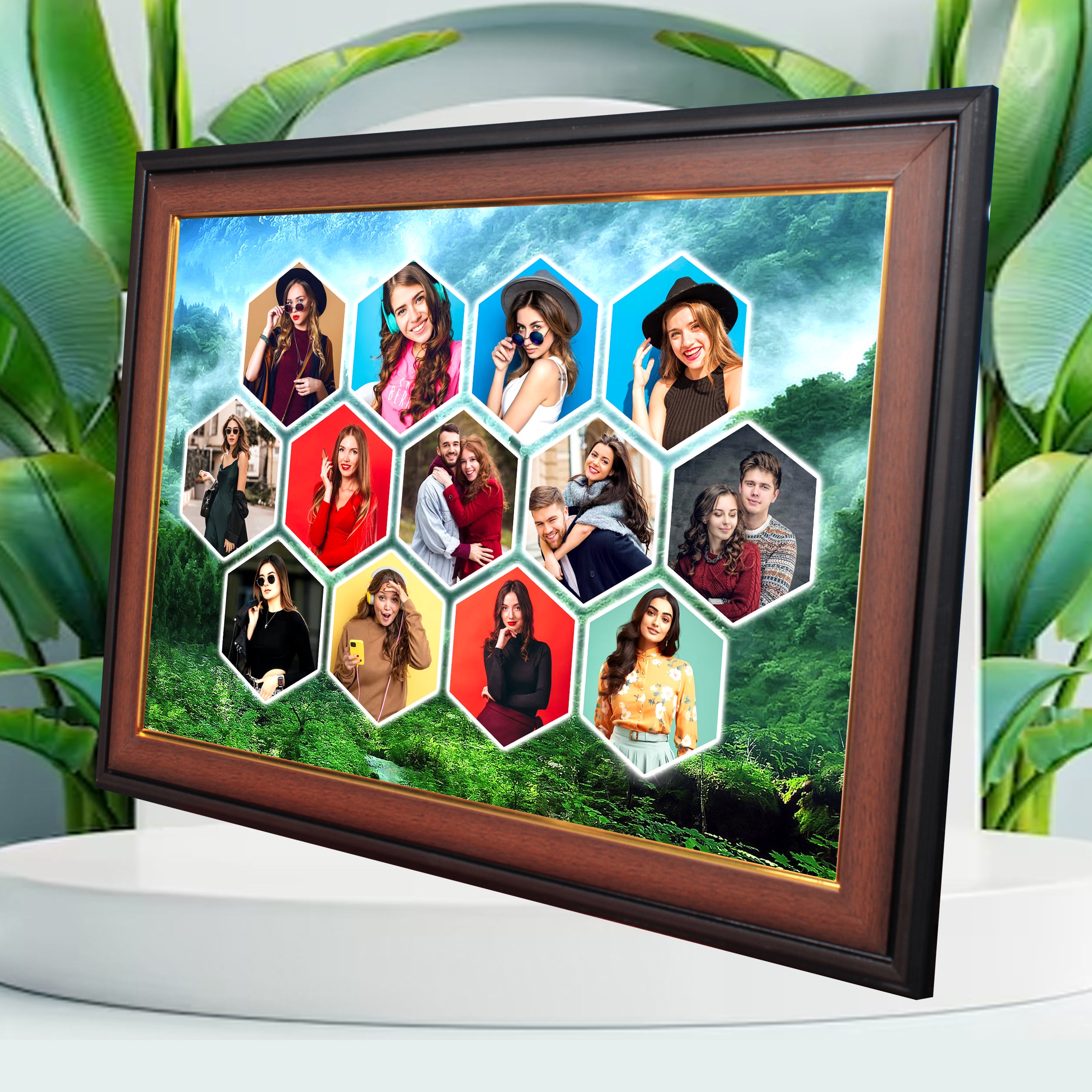 Wooden LED Collage Photo Frame – Decorative Gift