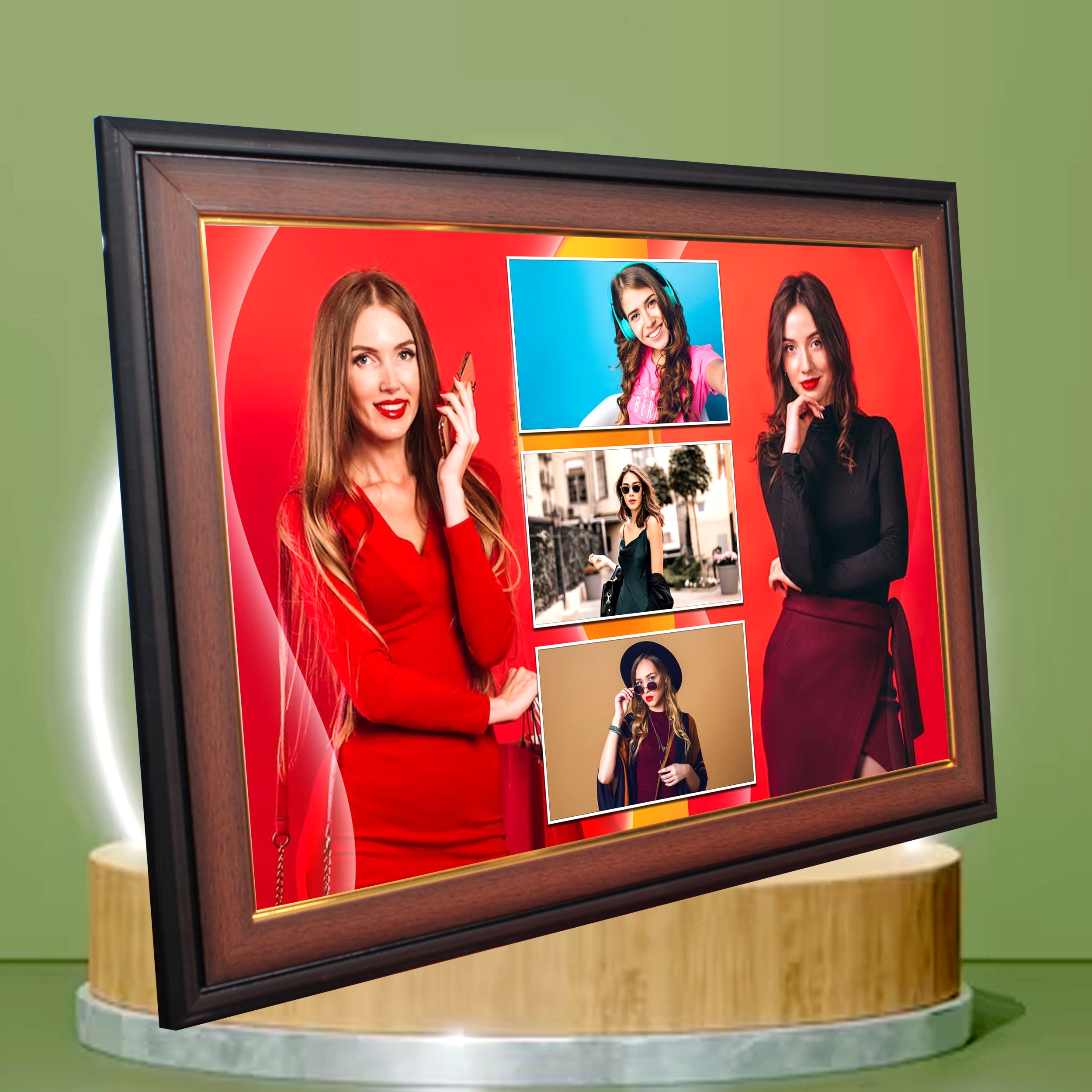 Custom Collage Photo Frame – Wooden Finish