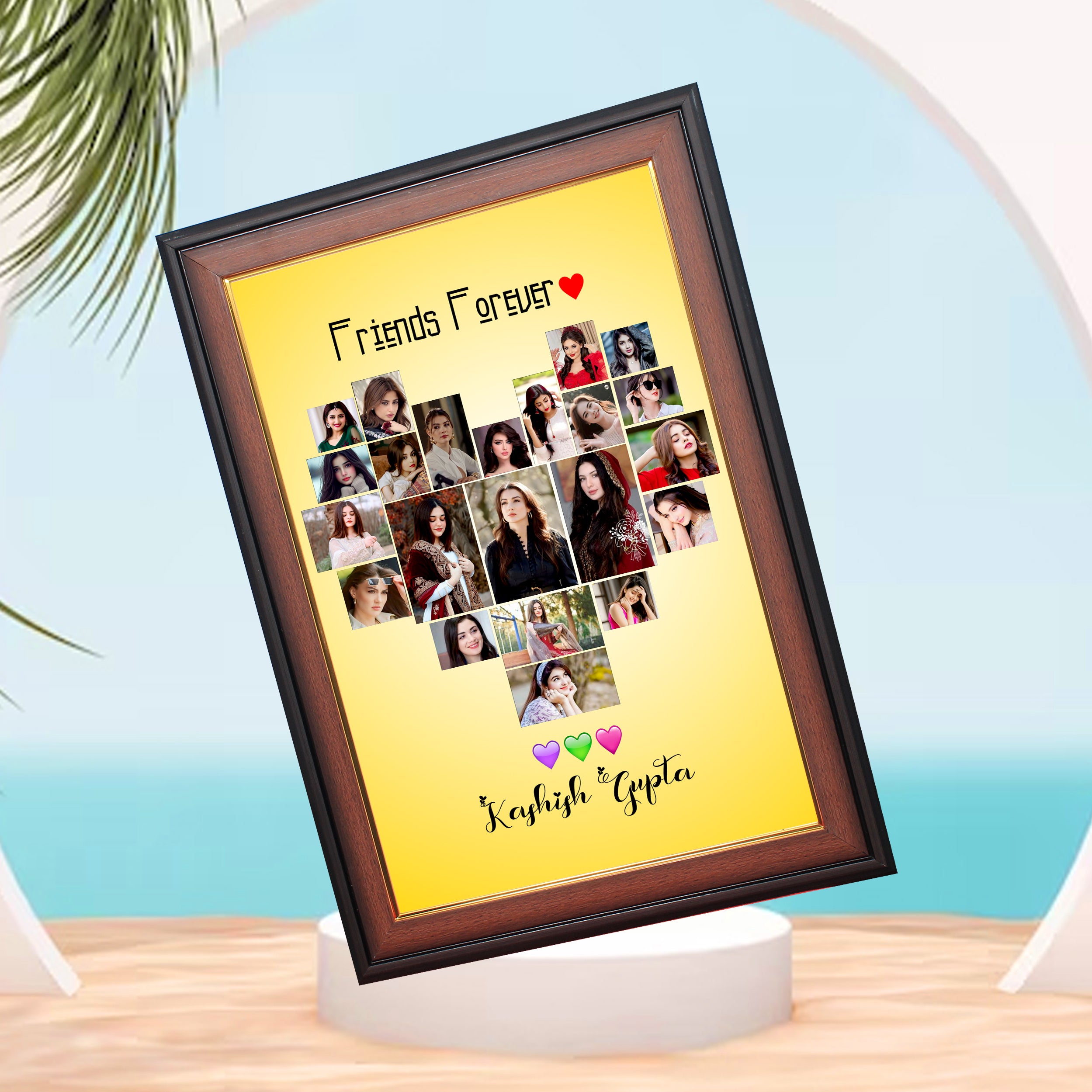 HD Printed Heart Photo Frame – Wooden & Fiber