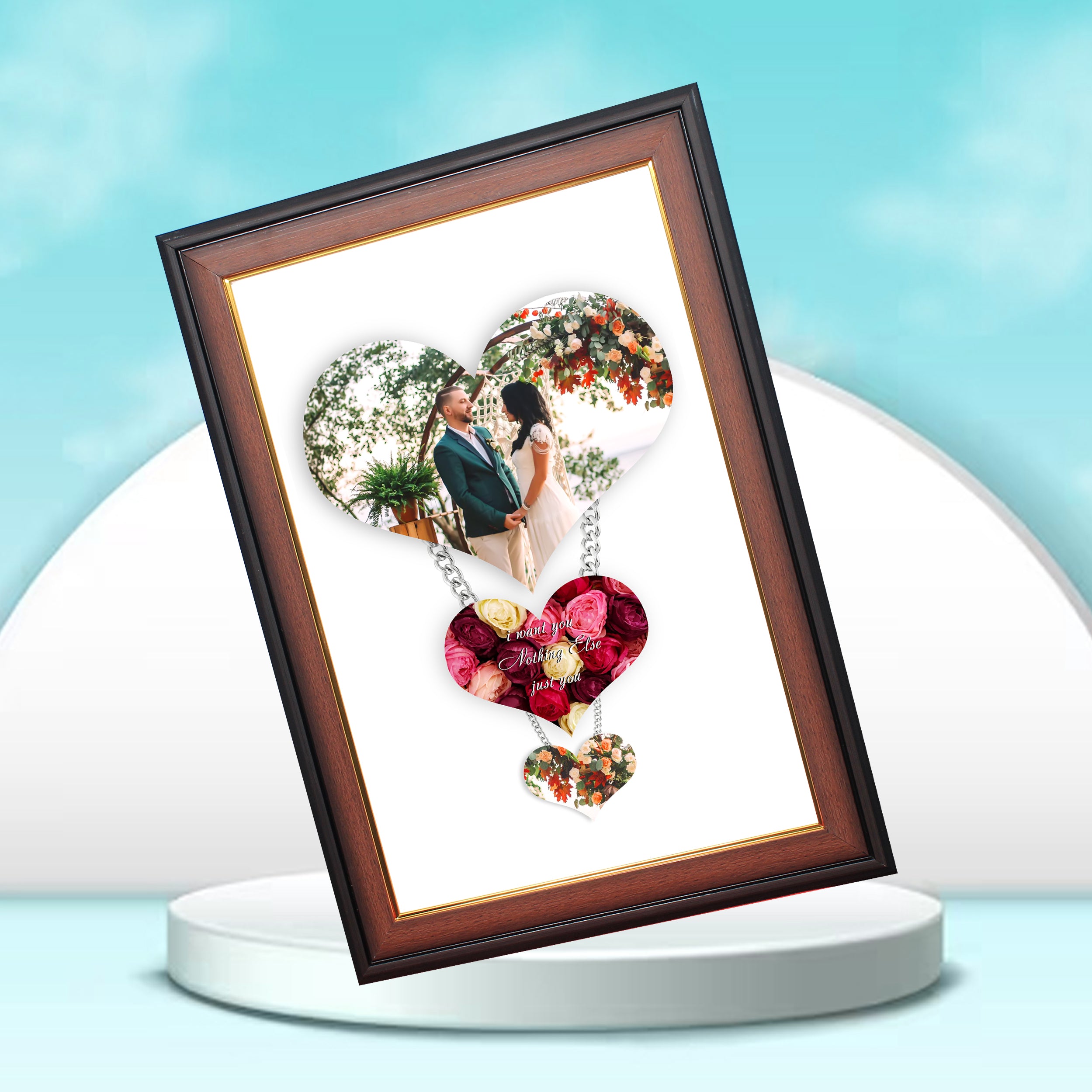HD Printed Heart Photo Frame – Wooden & Fiber