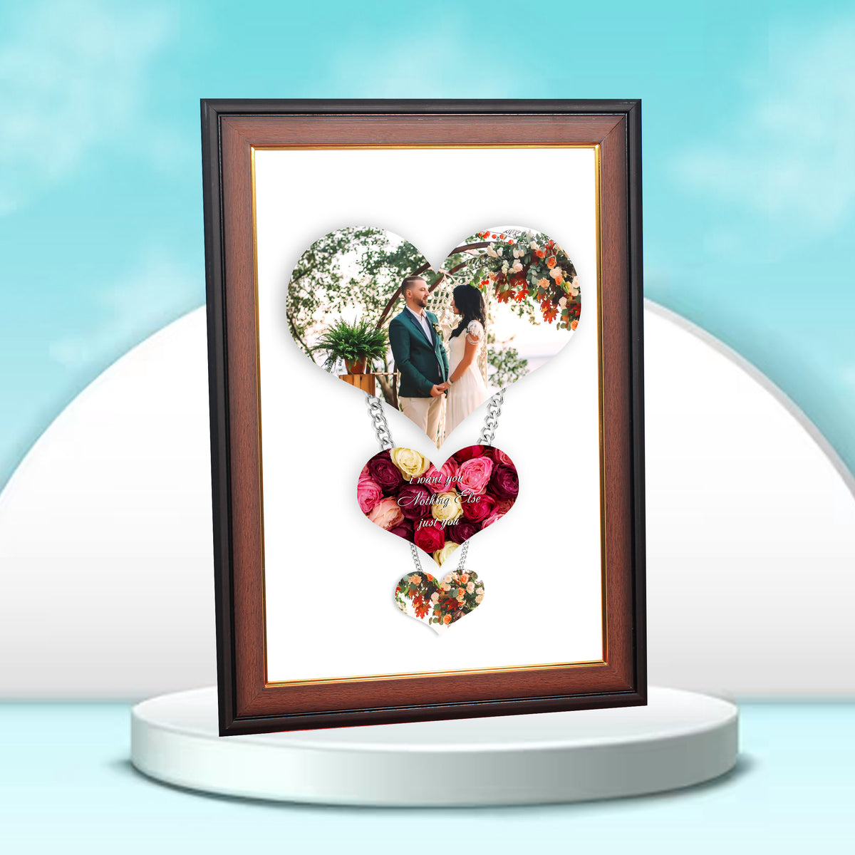 HD Printed Heart Photo Frame – Wooden & Fiber
