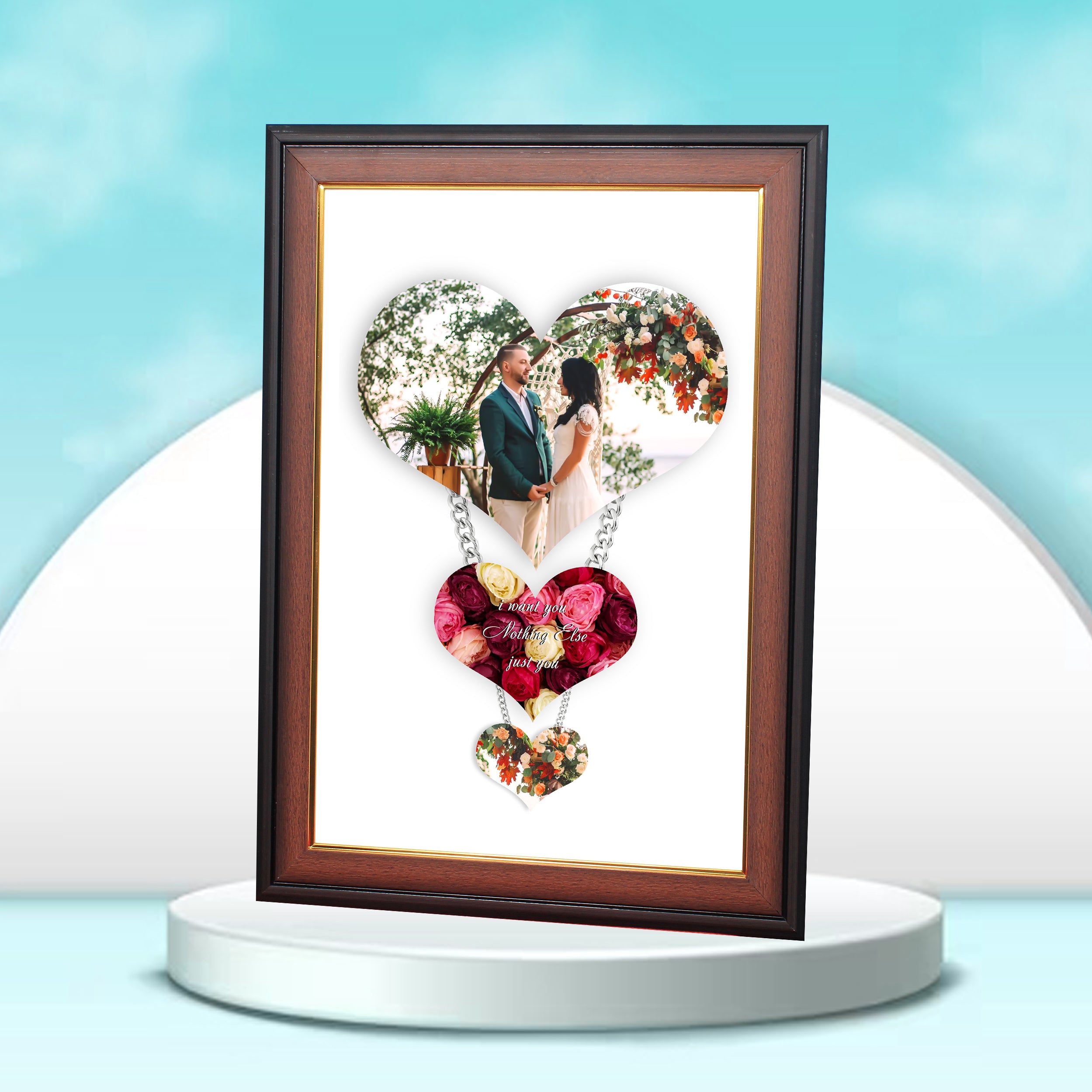 HD Printed Heart Photo Frame – Wooden & Fiber