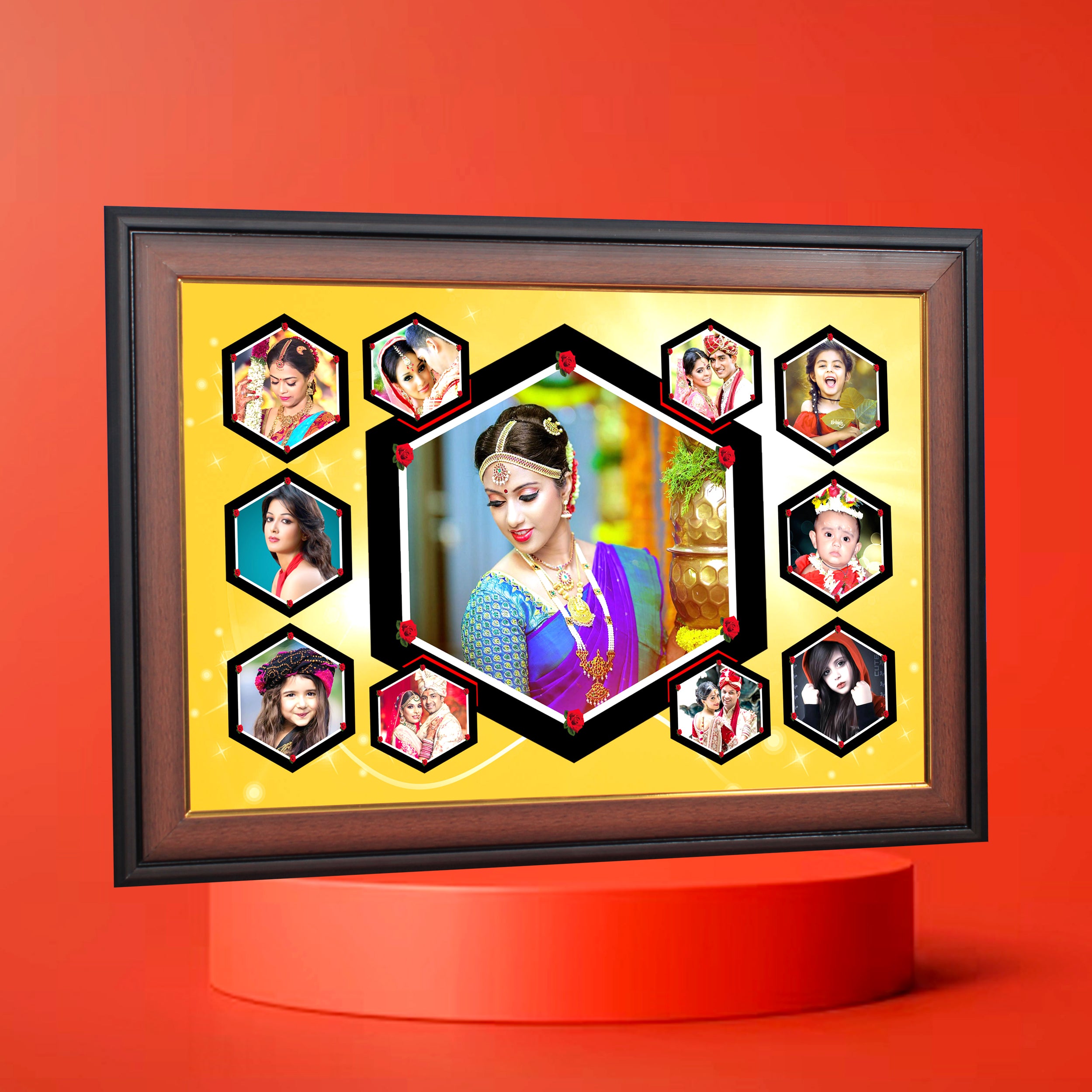 Hexa Style Photo Collage – Wooden & Fiber Sheet