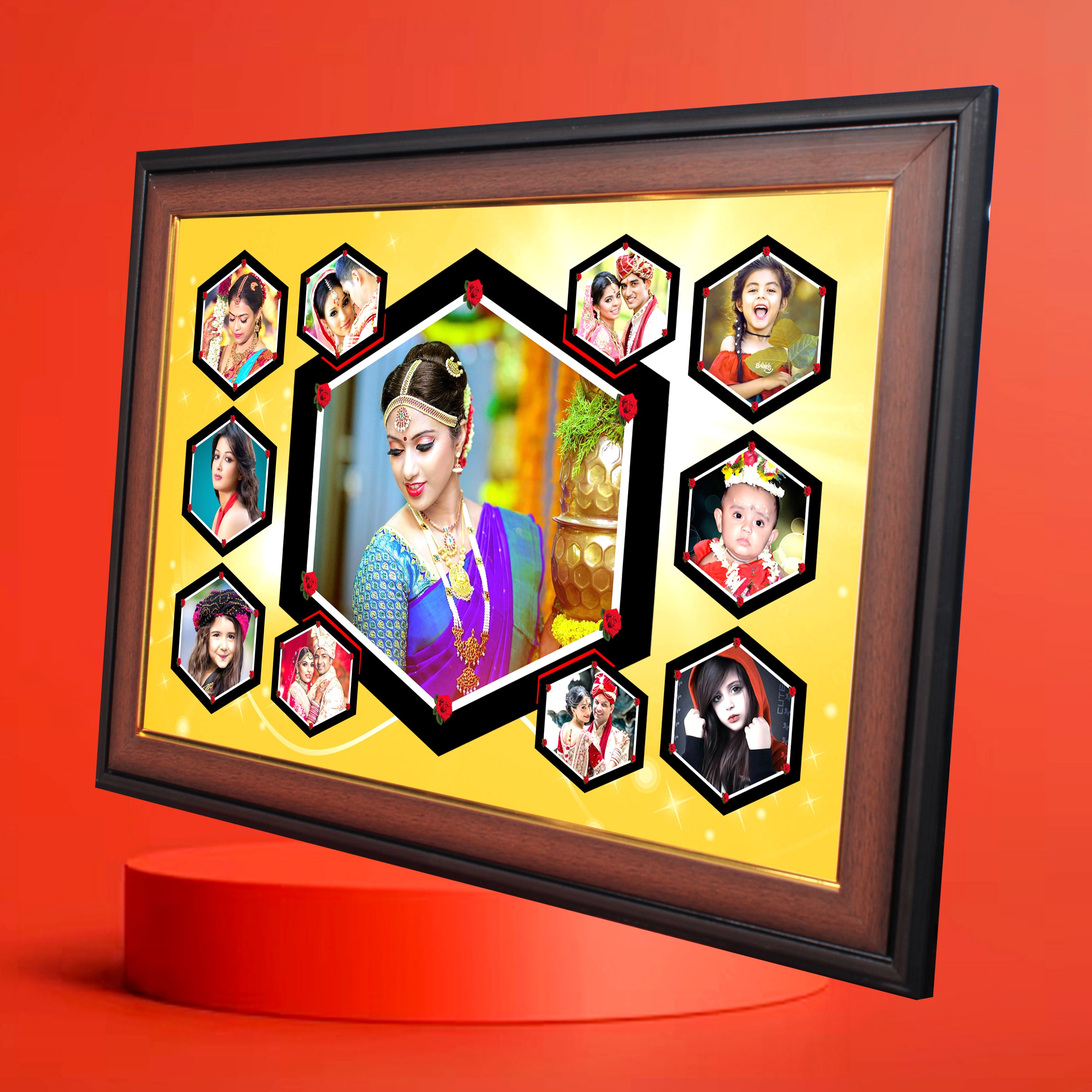 Hexa Style Photo Collage – Wooden & Fiber Sheet