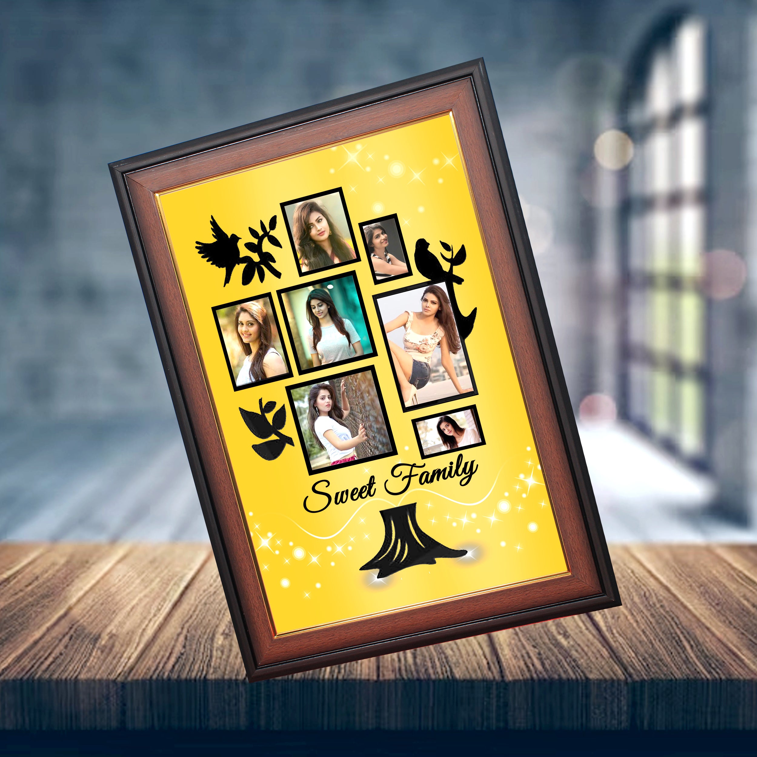 Family Love Photo Collage Frame – Wooden Finish