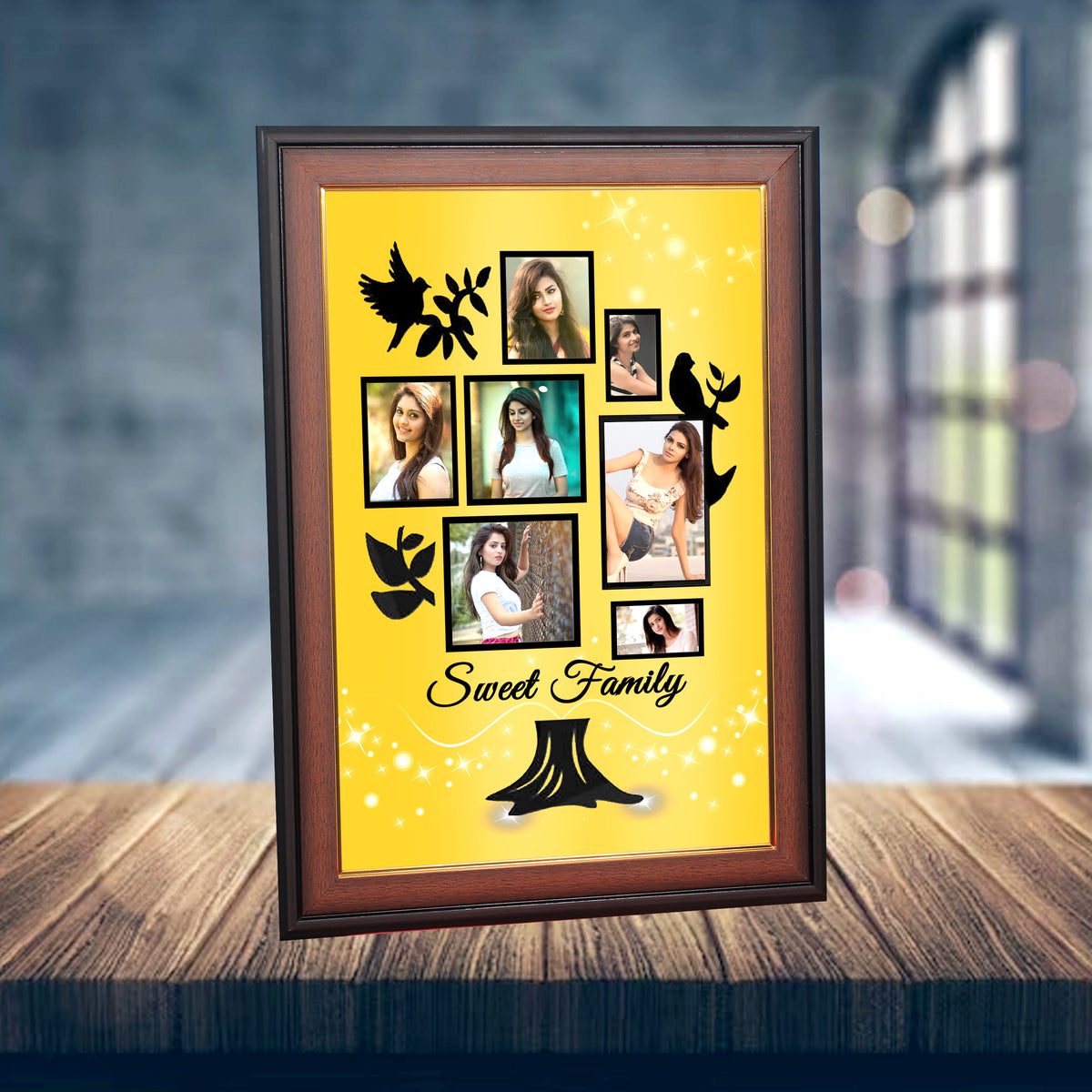 Family Love Photo Collage Frame – Wooden Finish