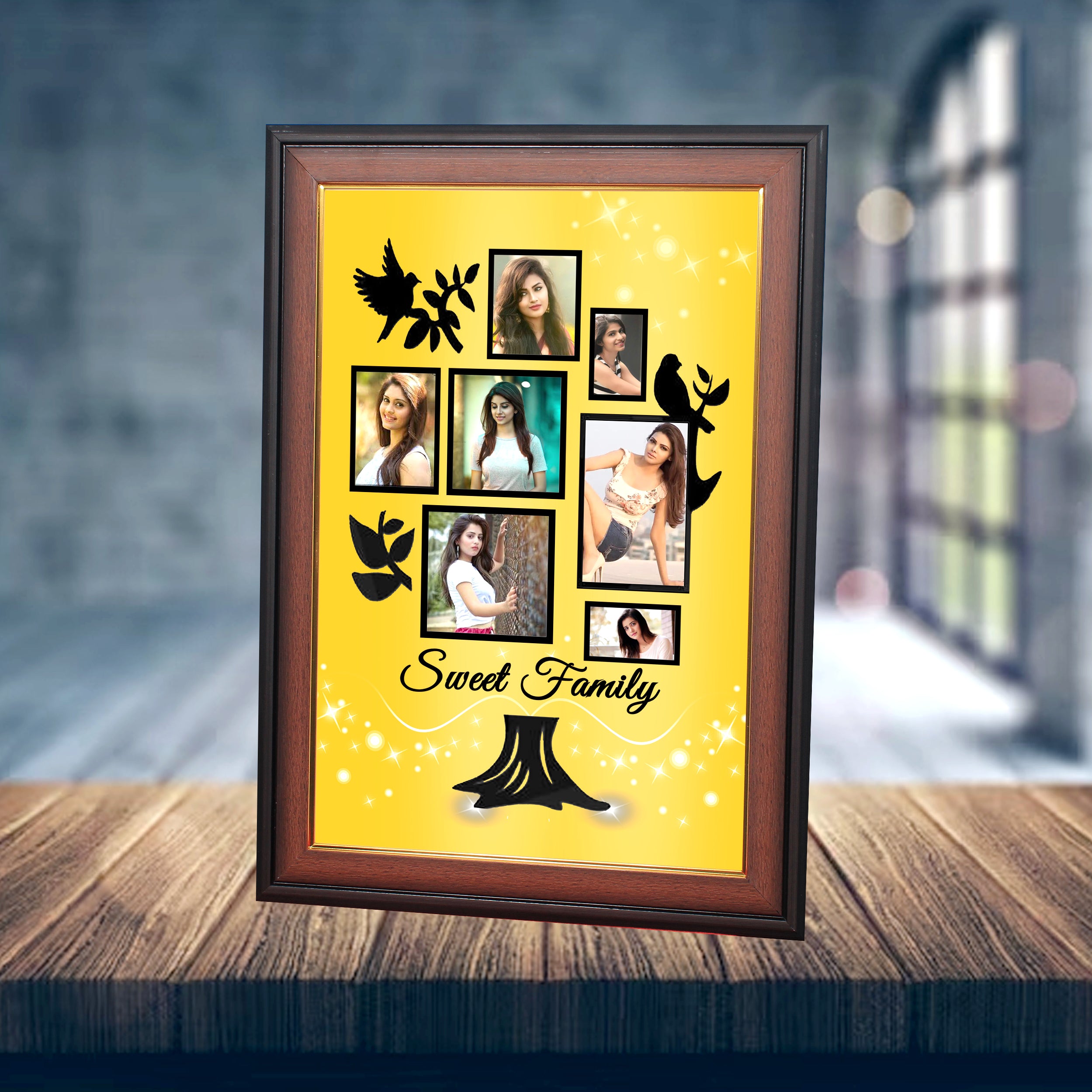 Family Love Photo Collage Frame – Wooden Finish